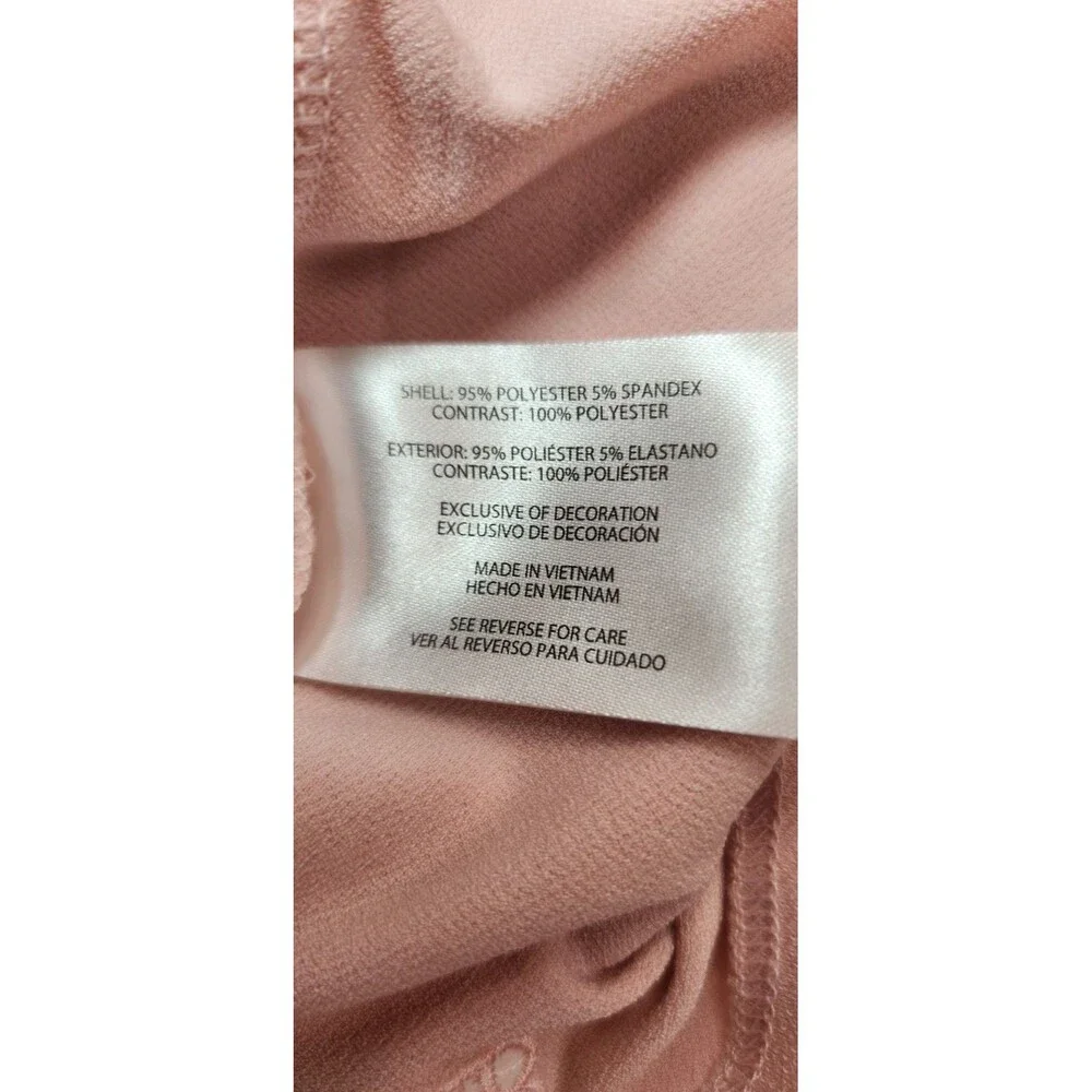 Banana Republic Pink Satin Trim V-Neck 3/4 Sleeve Top Blouse Size Large